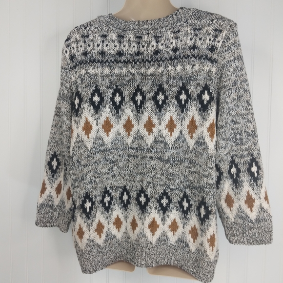 H&M Marled Tribal Print Chunky Boxy Sweater Sz M - Picture 8 of 11